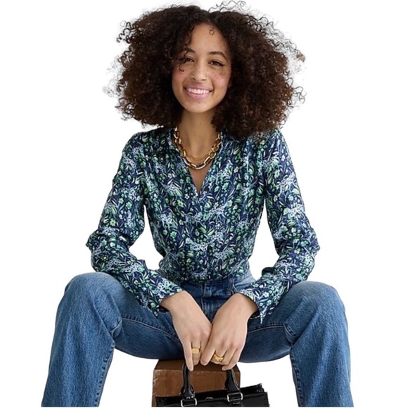 J. Crew - Classic Fit Button Down Blouse Shirt in Fauna Floral Sz S - Picture 11 of 11